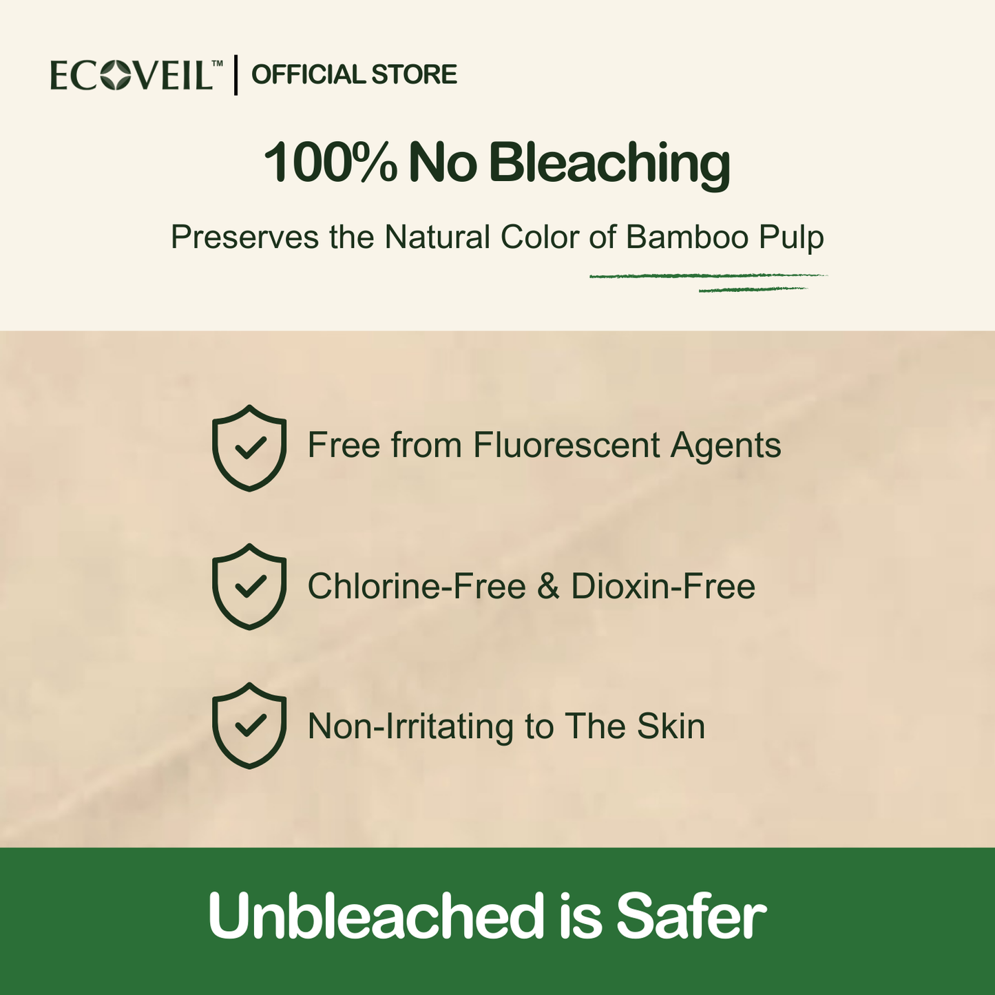 [Coming Soon] ECOVEIL Unbleached Bamboo Tissue Paper 3-ply (4x150s)