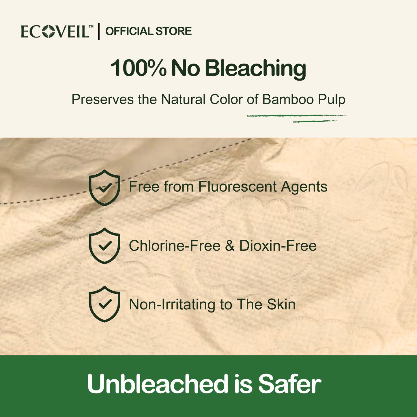 [Coming Soon] ECOVEIL Unbleached Bamboo Tissue Paper Bottom-Pull 4-ply 320s