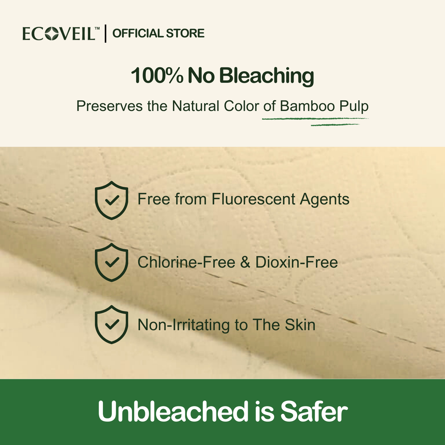 [Coming Soon] ECOVEIL Unbleached Bamboo Toilet Paper Roll 3-ply (10x230s)