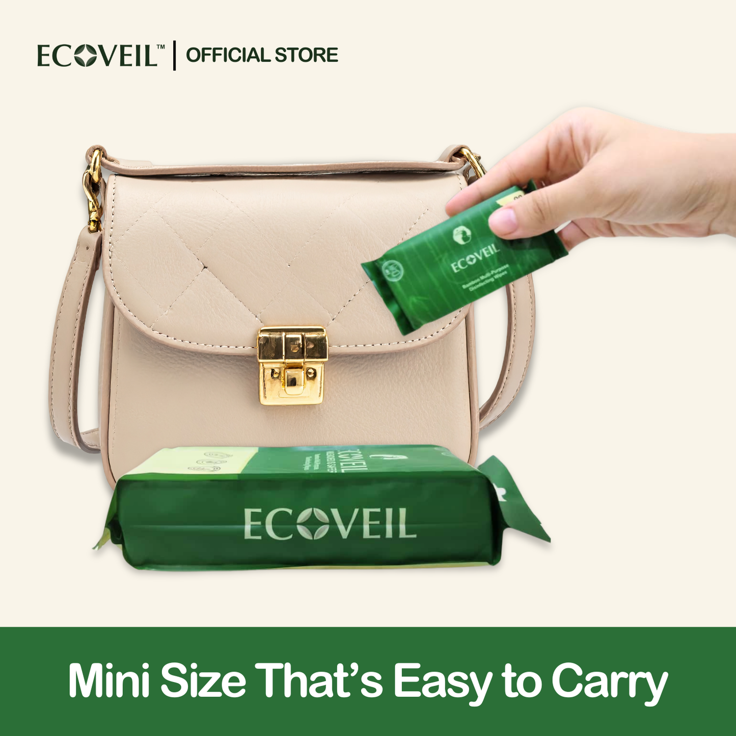 [New Launch] ECOVEIL Unbleached Bamboo Multi-Purpose Disinfecting Wet Wipes 8 Pulls 8 Mini Packs