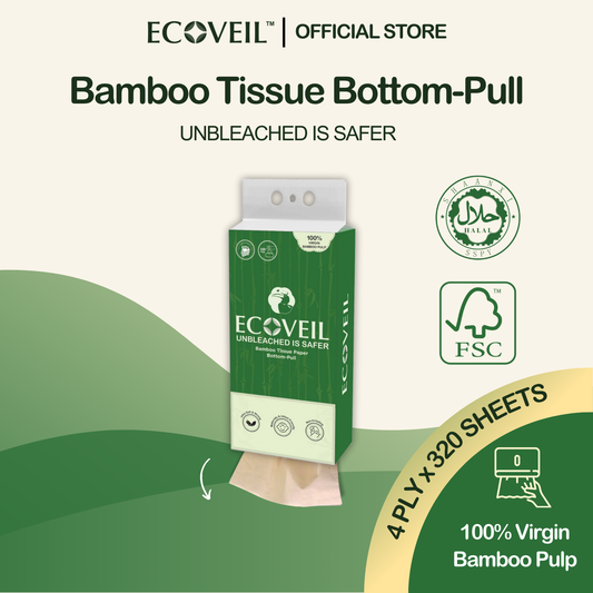 ECOVEIL Unbleached Bamboo Tissue Paper Bottom-Pull 4-Ply 320s