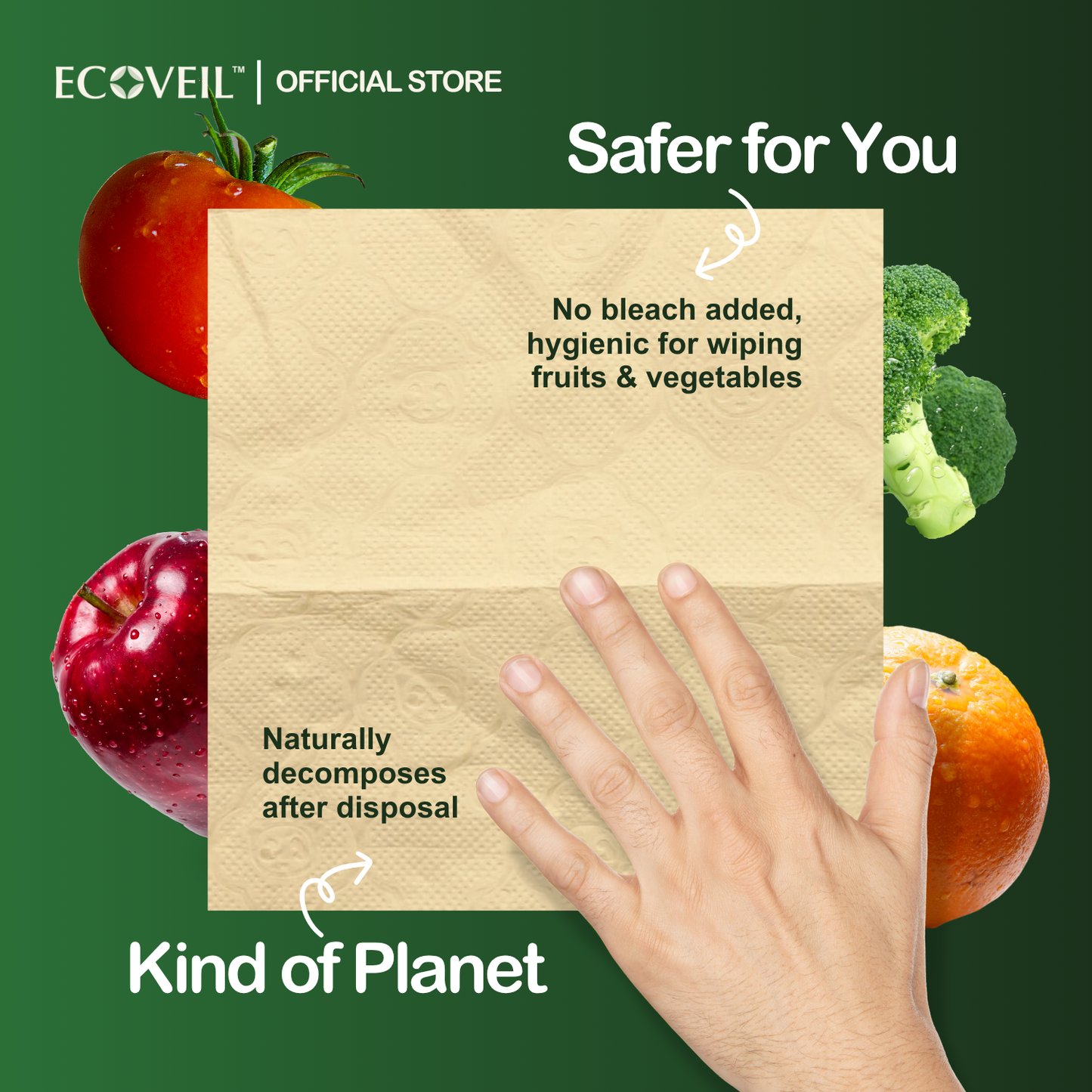 [Coming Soon] ECOVEIL Unbleached Bamboo Kitchen Towel Bottom-Pull 2-ply 180s