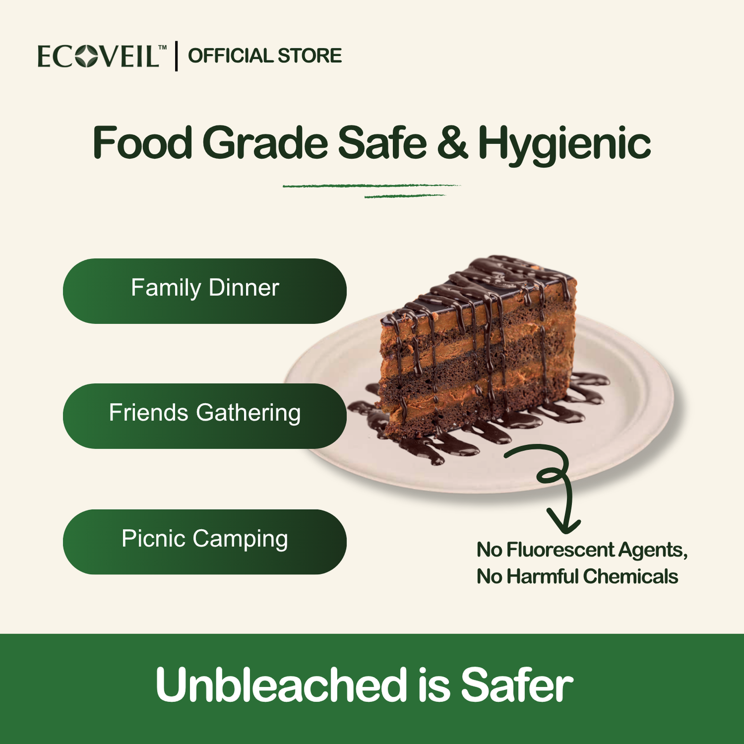 ECOVEIL Biodegradable Bamboo Fiber Paper Plate 6-inch/ 8-inch 10pcs