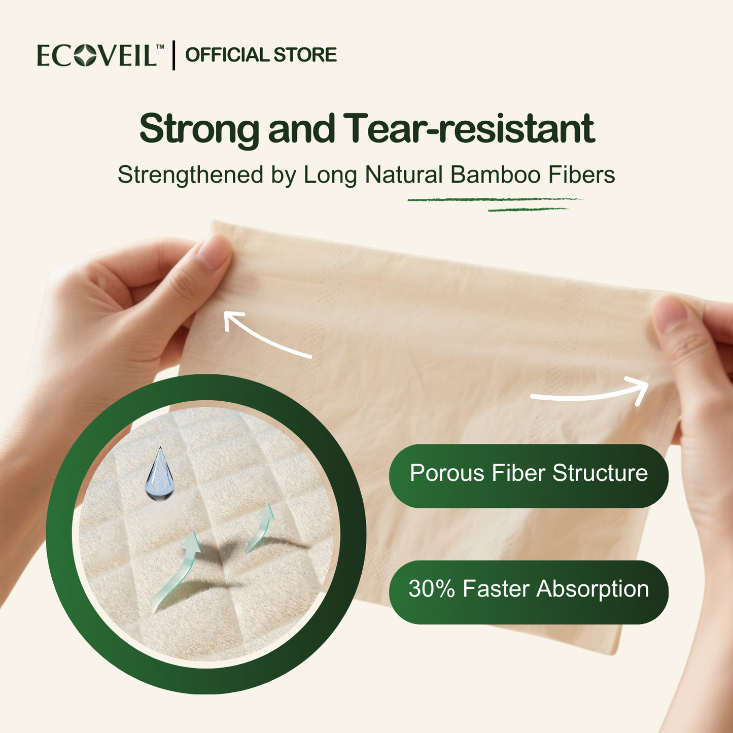 [Coming Soon] ECOVEIL Unbleached Bamboo Tissue Paper 3-ply (4x150s)