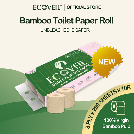 [Coming Soon] ECOVEIL Unbleached Bamboo Toilet Paper Roll 3-ply (10x230s)